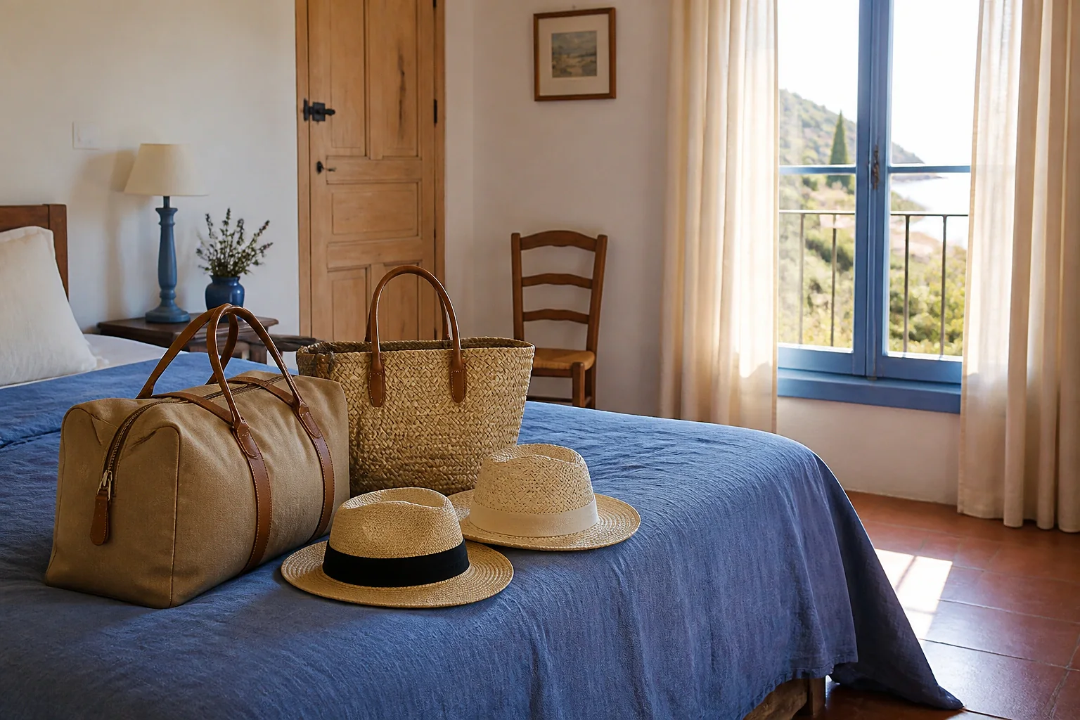 Bagages et hébergement pour un voyage de noces — illustration générée par IA