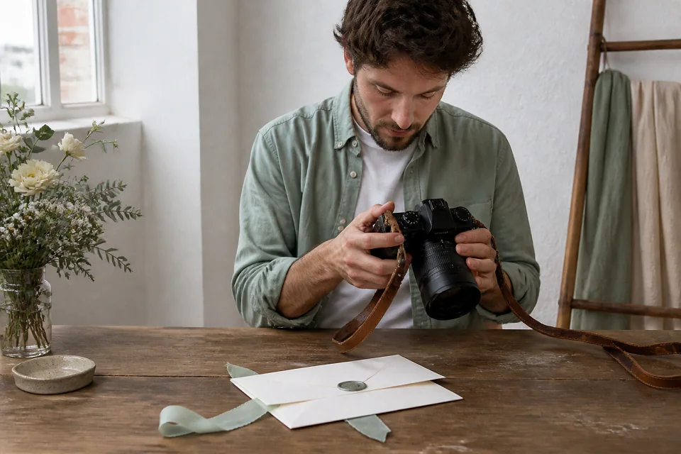 Appareil photo et accessoires de reportage de mariage — illustration générée par IA