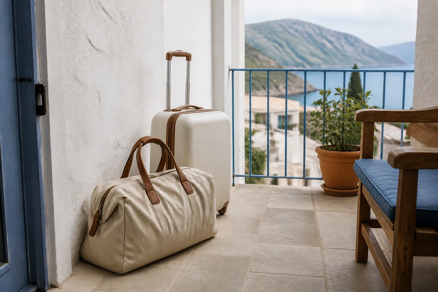 Bagages et hébergement pour un voyage de noces — illustration générée par IA