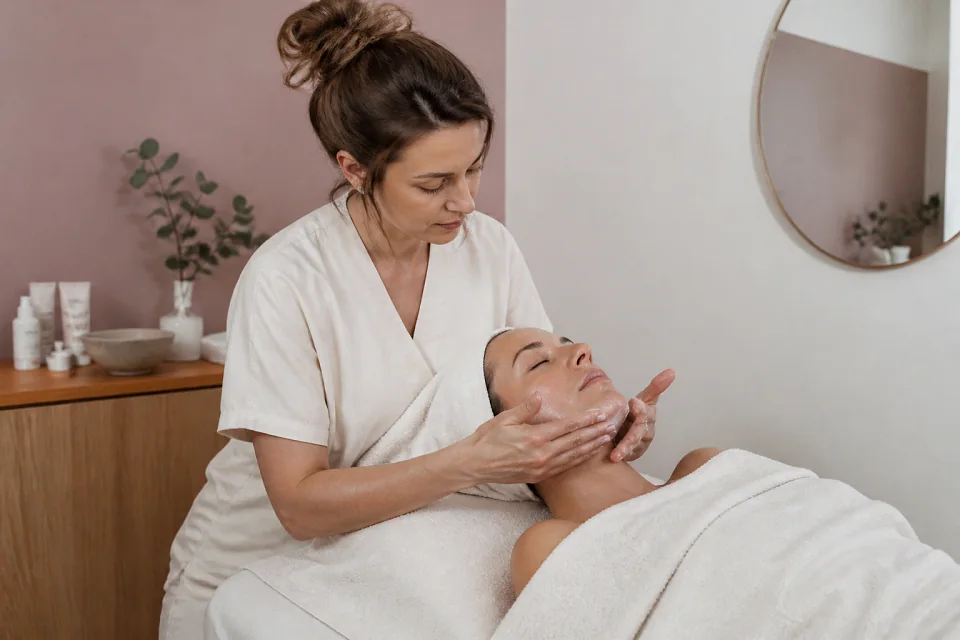 Préparation de soins esthétiques avant un mariage — illustration générée par IA