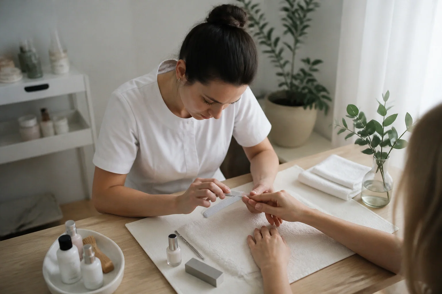 Préparation de soins esthétiques avant un mariage — illustration générée par IA