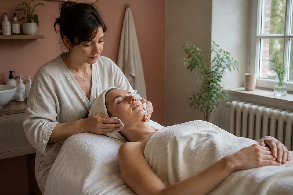 Préparation de soins esthétiques avant un mariage — illustration générée par IA