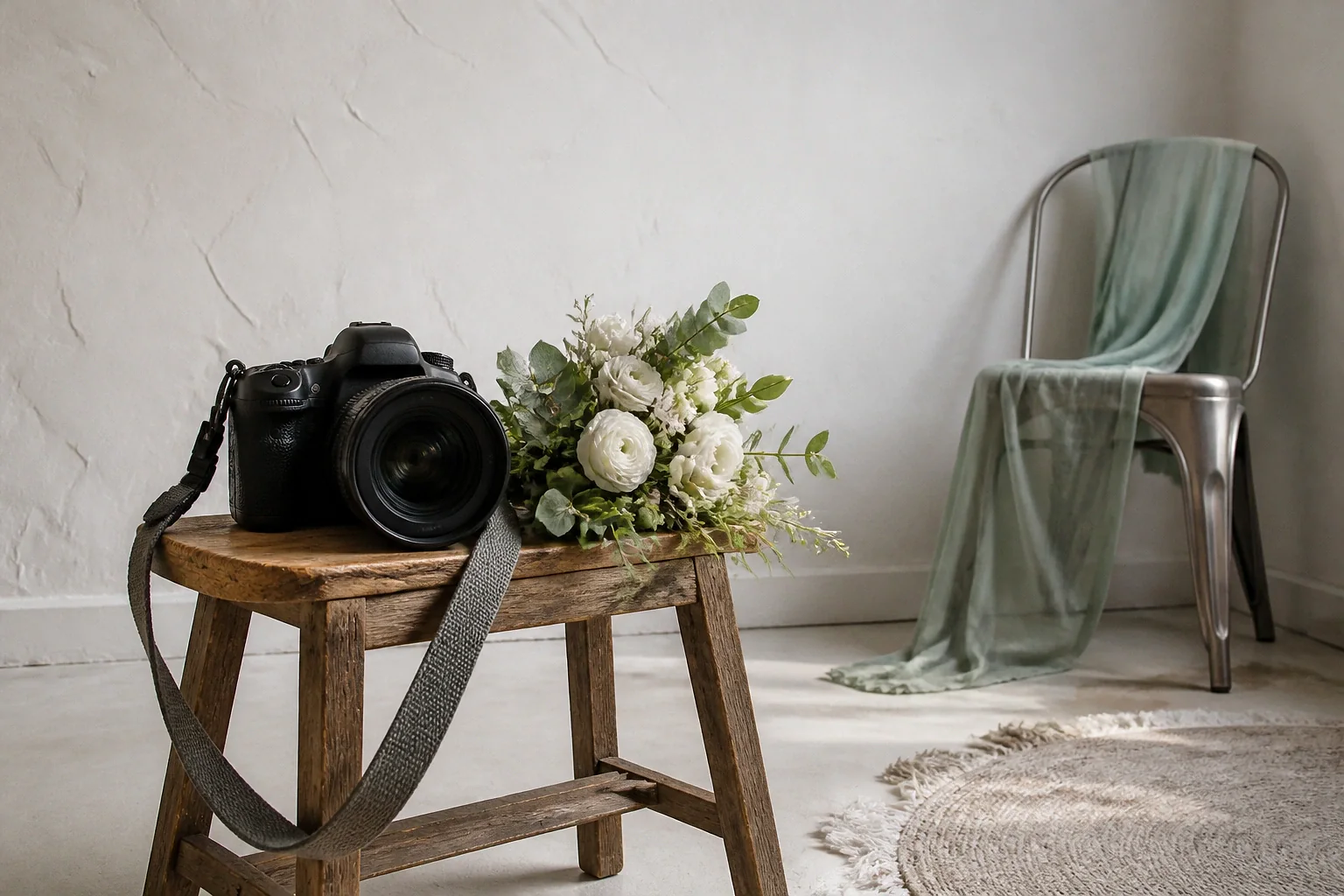 Appareil photo et accessoires de reportage de mariage — illustration générée par IA