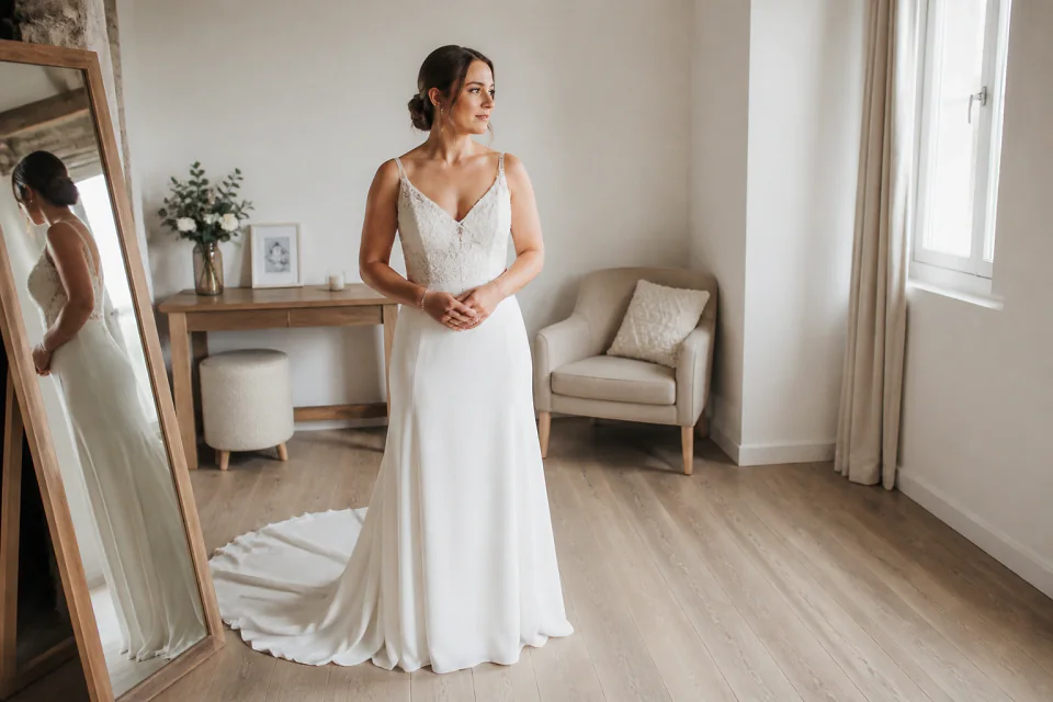 Préparation d’un maquillage de mariage — illustration générée par IA