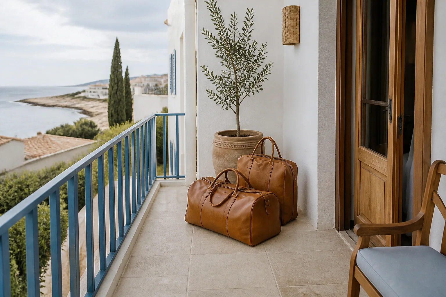 Bagages et hébergement pour un voyage de noces — illustration générée par IA