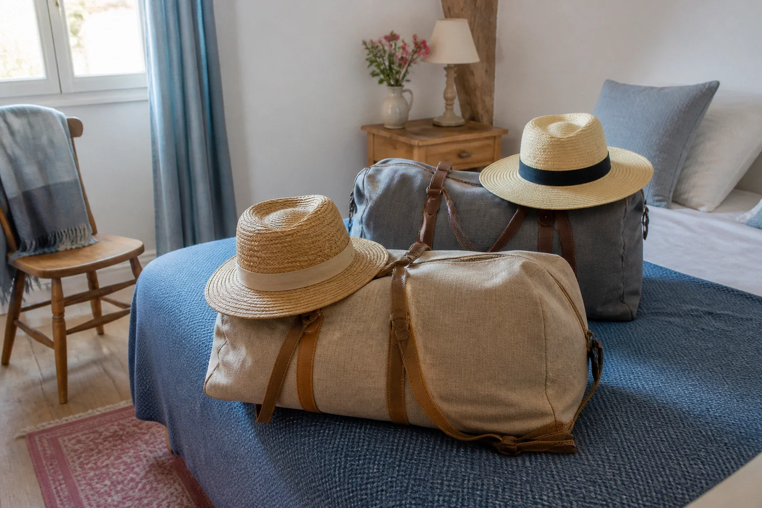 Bagages et hébergement pour un voyage de noces — illustration générée par IA