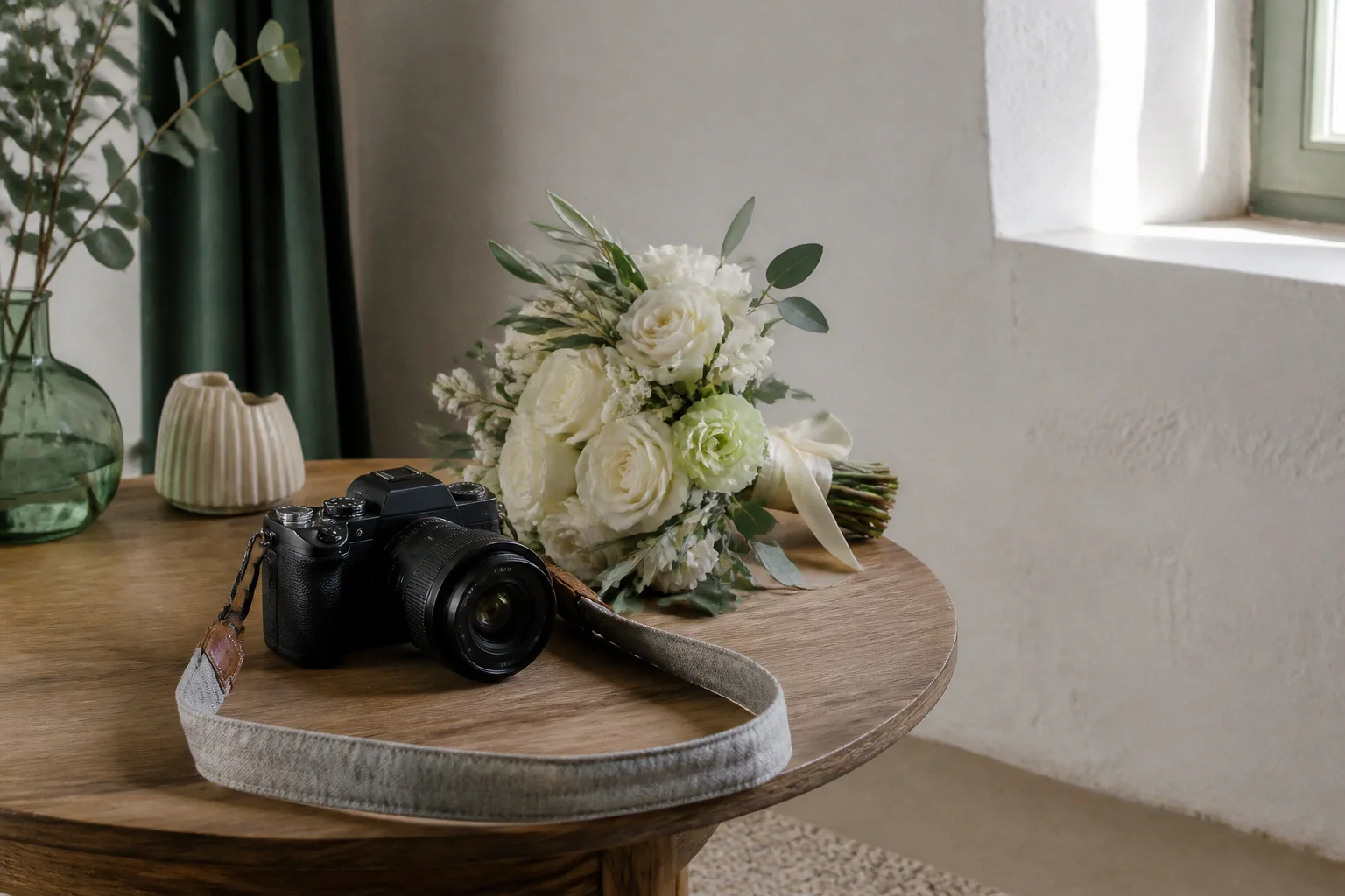Appareil photo et accessoires de reportage de mariage — illustration générée par IA