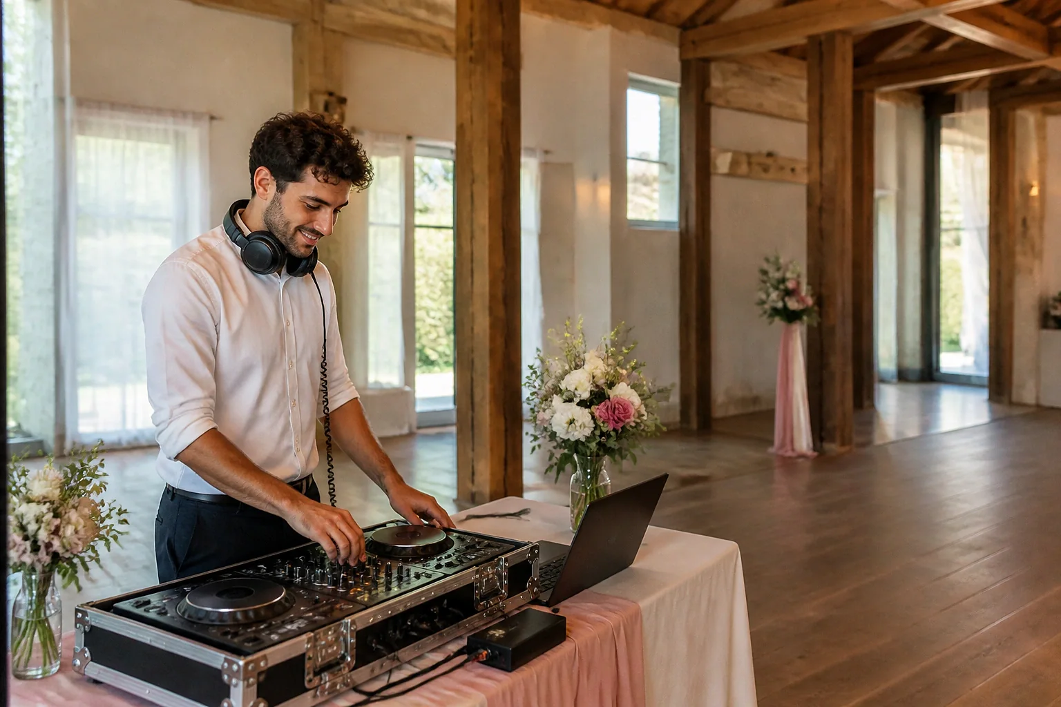 Préparation musicale d’une soirée de mariage — illustration générée par IA
