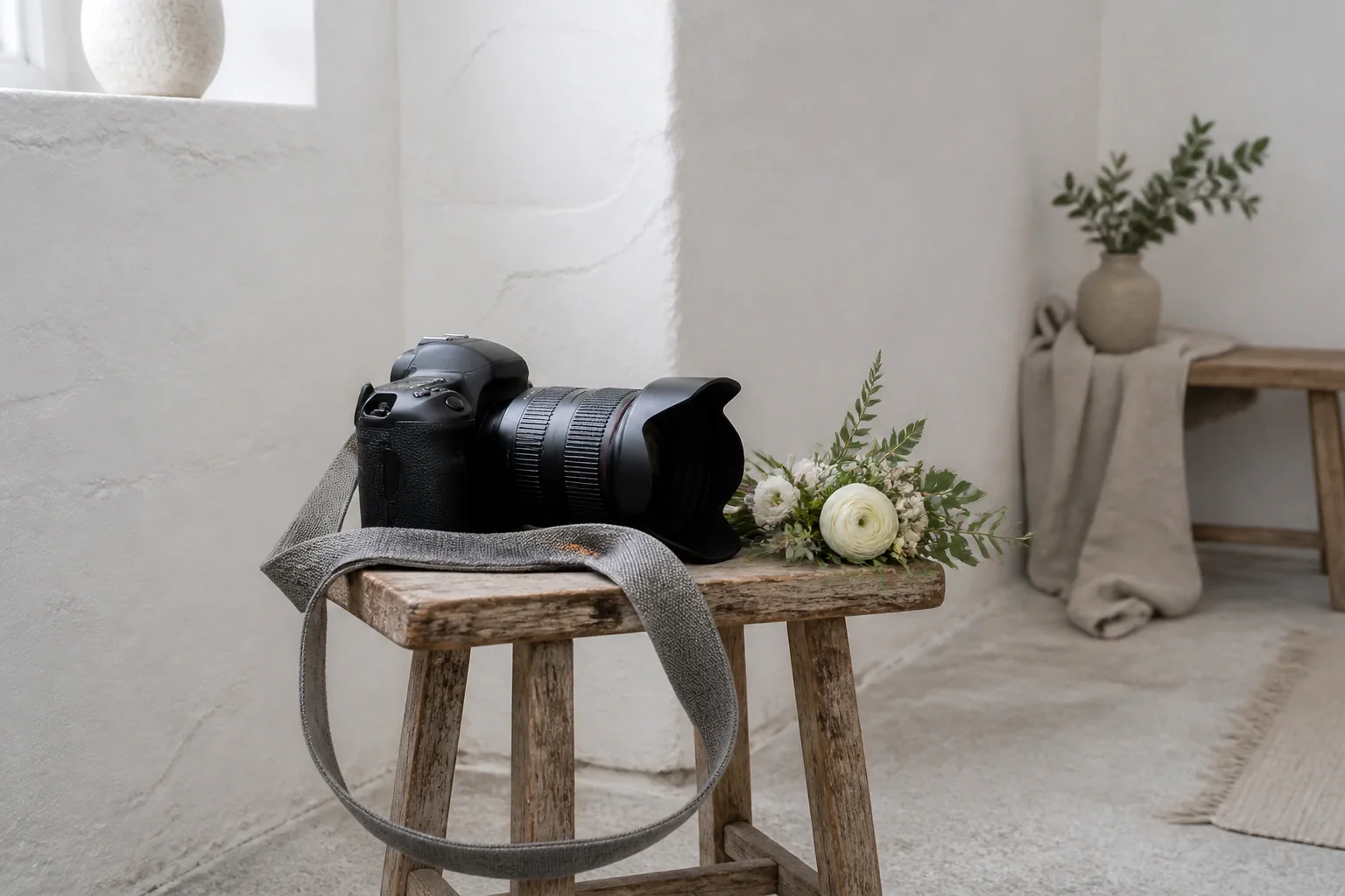 Appareil photo et accessoires de reportage de mariage — illustration générée par IA