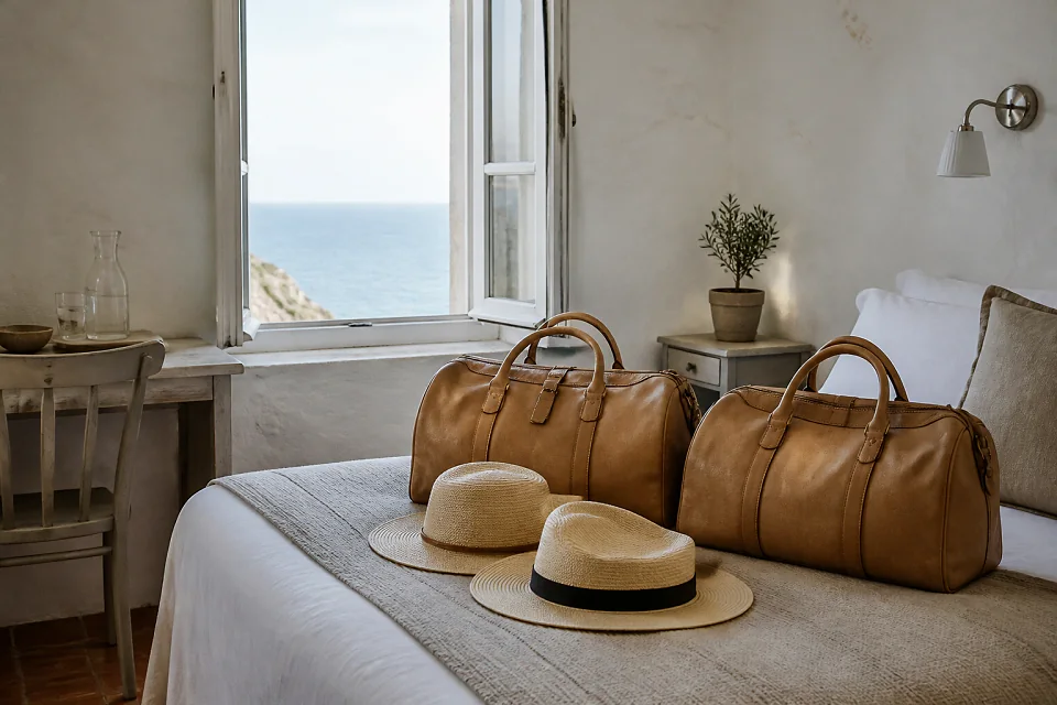 Bagages et hébergement pour un voyage de noces — illustration générée par IA
