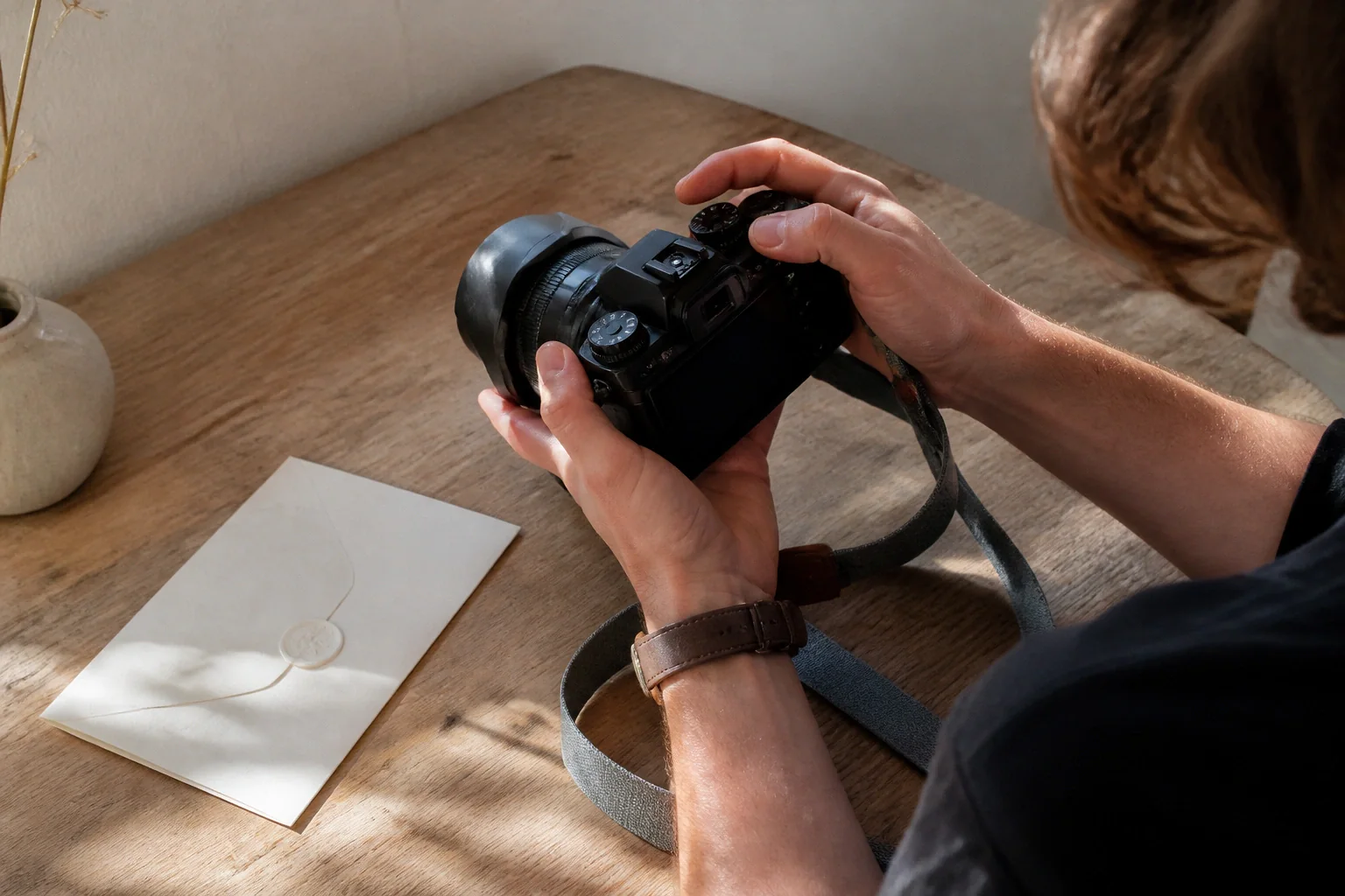 Appareil photo et accessoires de reportage de mariage — illustration générée par IA
