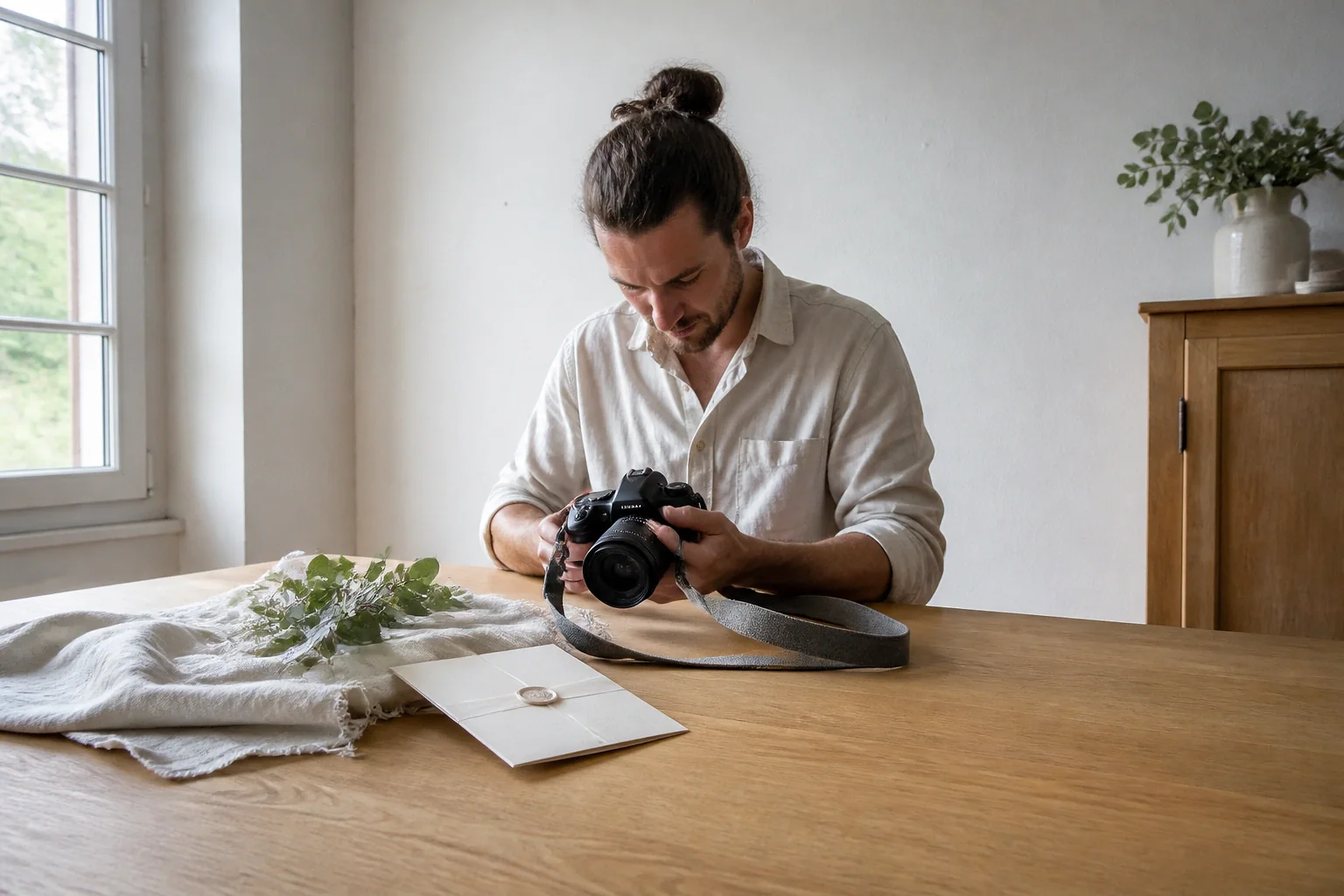 Appareil photo et accessoires de reportage de mariage — illustration générée par IA