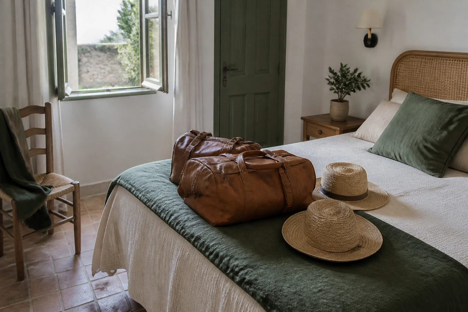 Bagages et hébergement pour un voyage de noces — illustration générée par IA
