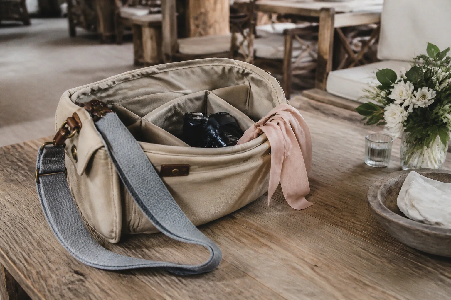 Appareil photo et accessoires de reportage de mariage — illustration générée par IA