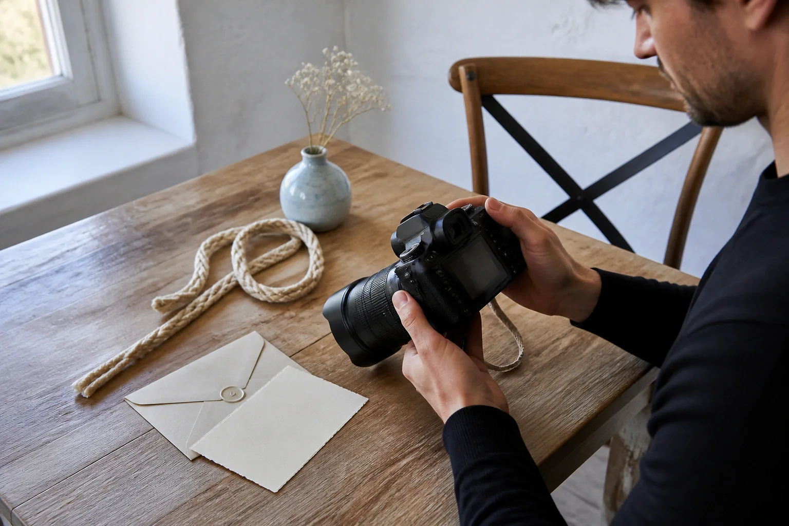 Appareil photo et accessoires de reportage de mariage — illustration générée par IA