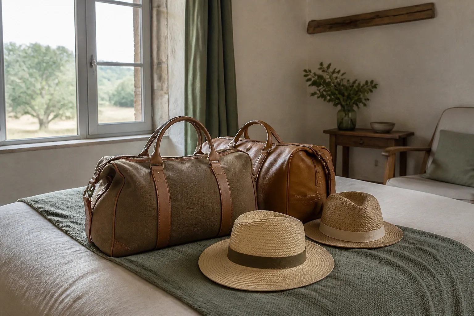 Bagages et hébergement pour un voyage de noces — illustration générée par IA