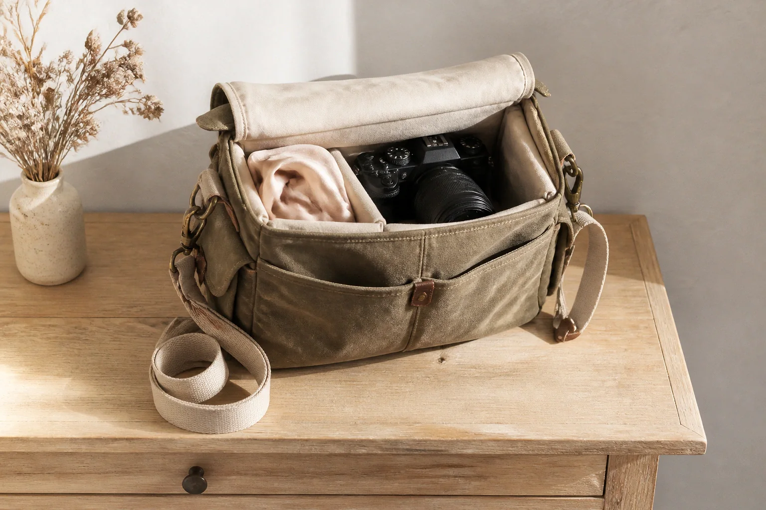 Appareil photo et accessoires de reportage de mariage — illustration générée par IA