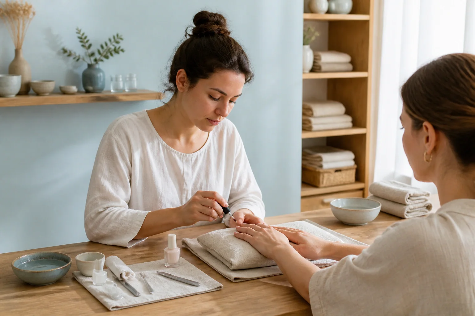 Préparation de soins esthétiques avant un mariage — illustration générée par IA