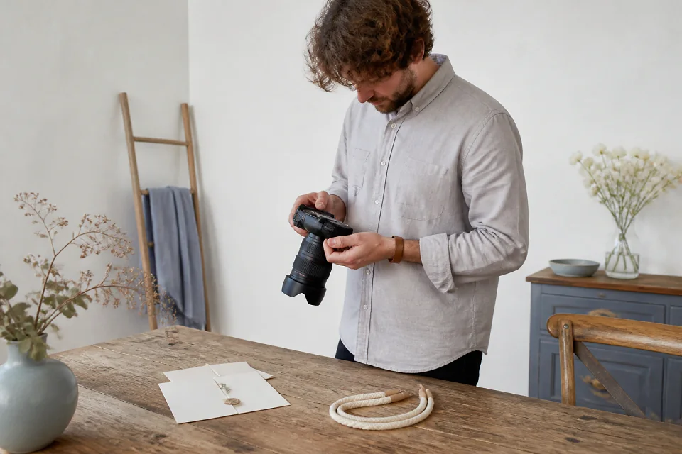 Appareil photo et accessoires de reportage de mariage — illustration générée par IA
