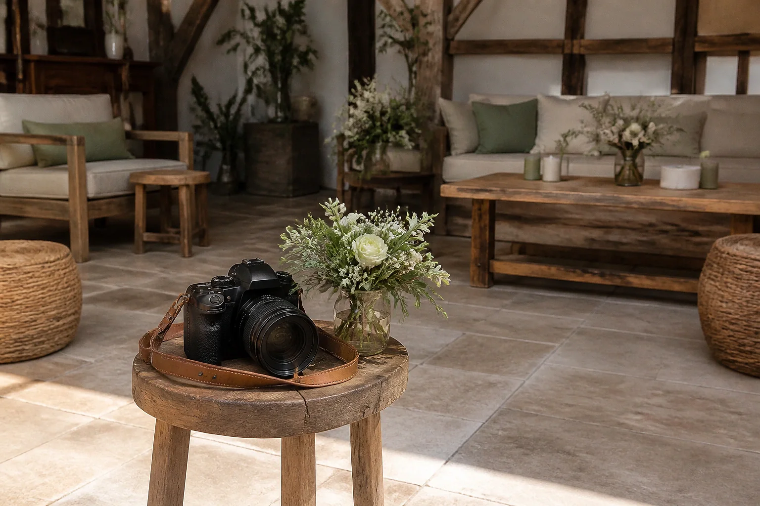 Appareil photo et accessoires de reportage de mariage — illustration générée par IA