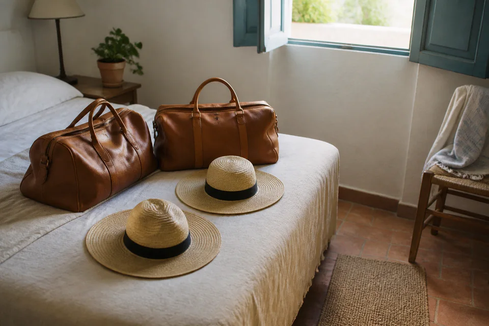 Bagages et hébergement pour un voyage de noces — illustration générée par IA