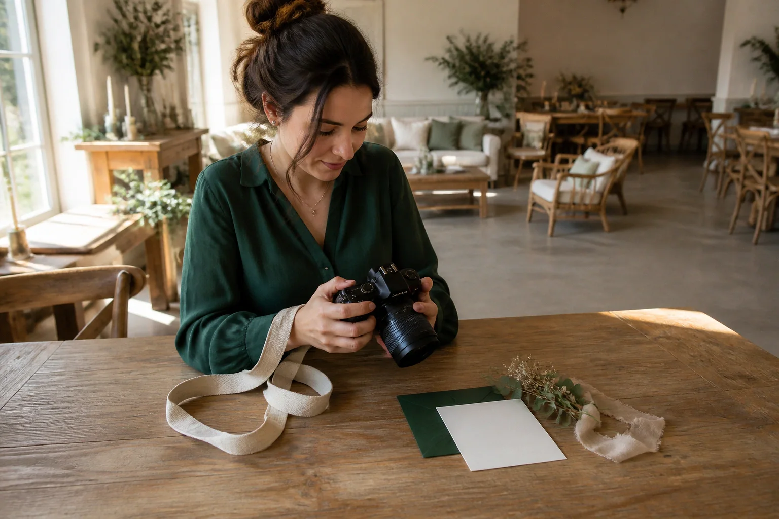 Appareil photo et accessoires de reportage de mariage — illustration générée par IA