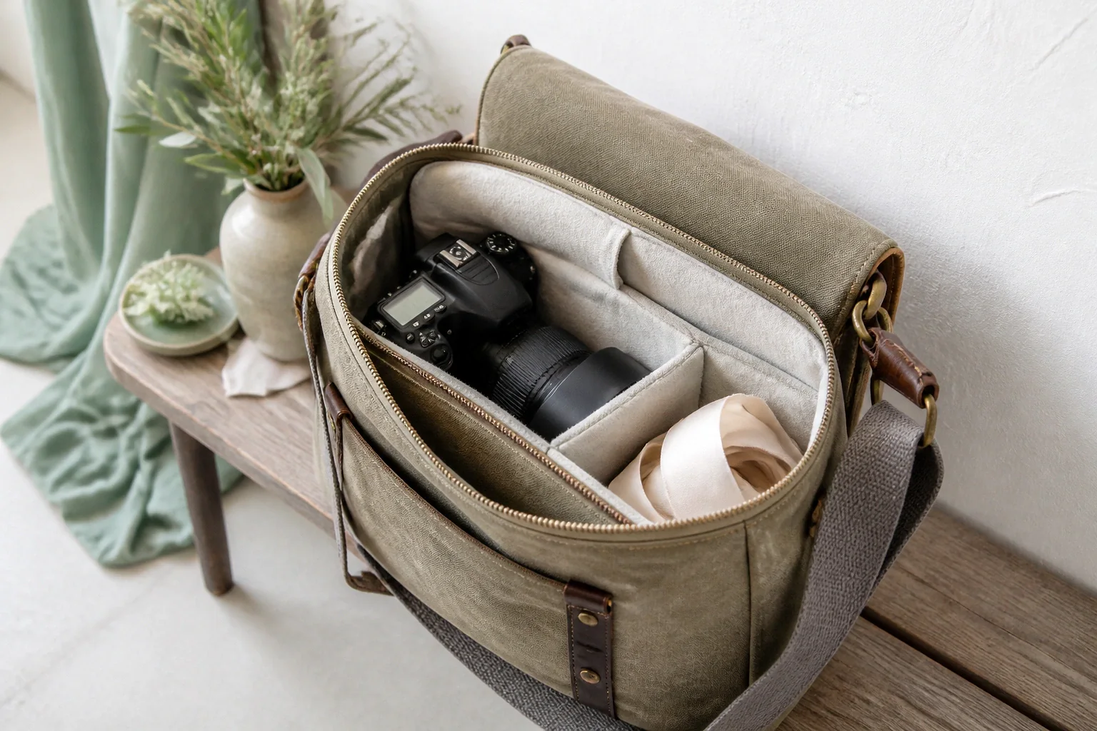 Appareil photo et accessoires de reportage de mariage — illustration générée par IA