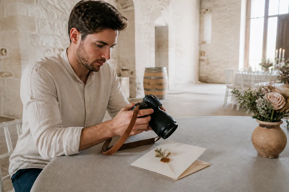 Appareil photo et accessoires de reportage de mariage — illustration générée par IA