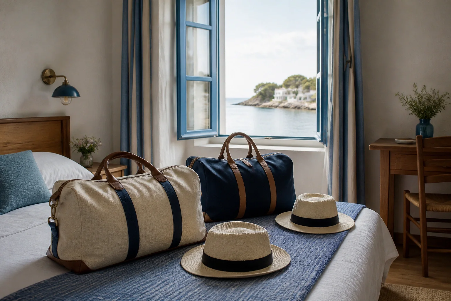 Bagages et hébergement pour un voyage de noces — illustration générée par IA