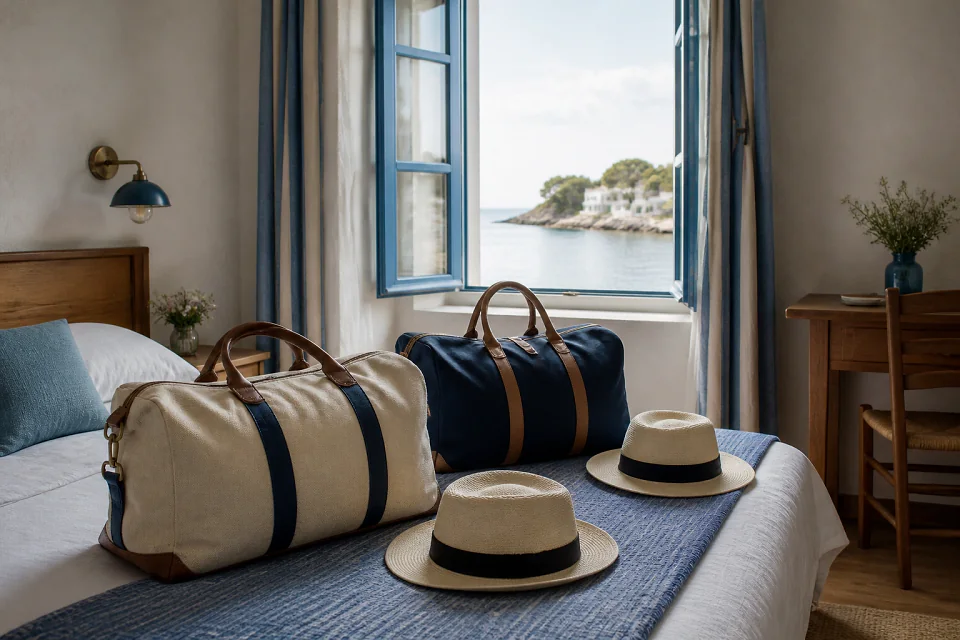 Bagages et hébergement pour un voyage de noces — illustration générée par IA