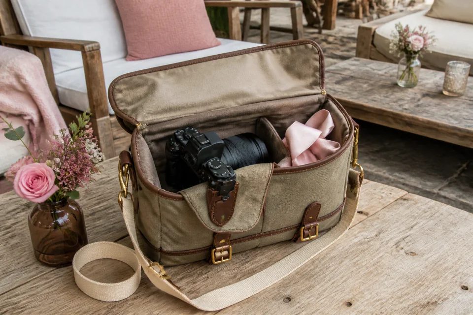 Appareil photo et accessoires de reportage de mariage — illustration générée par IA