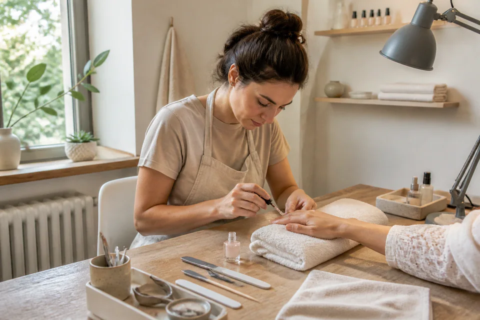 Préparation de soins esthétiques avant un mariage — illustration générée par IA
