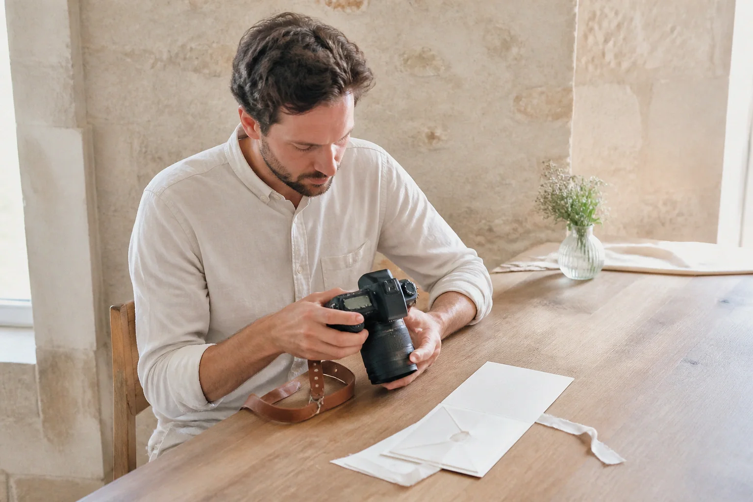 Appareil photo et accessoires de reportage de mariage — illustration générée par IA