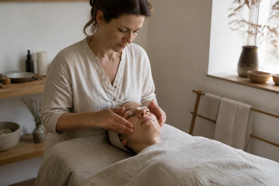 Préparation de soins esthétiques avant un mariage — illustration générée par IA