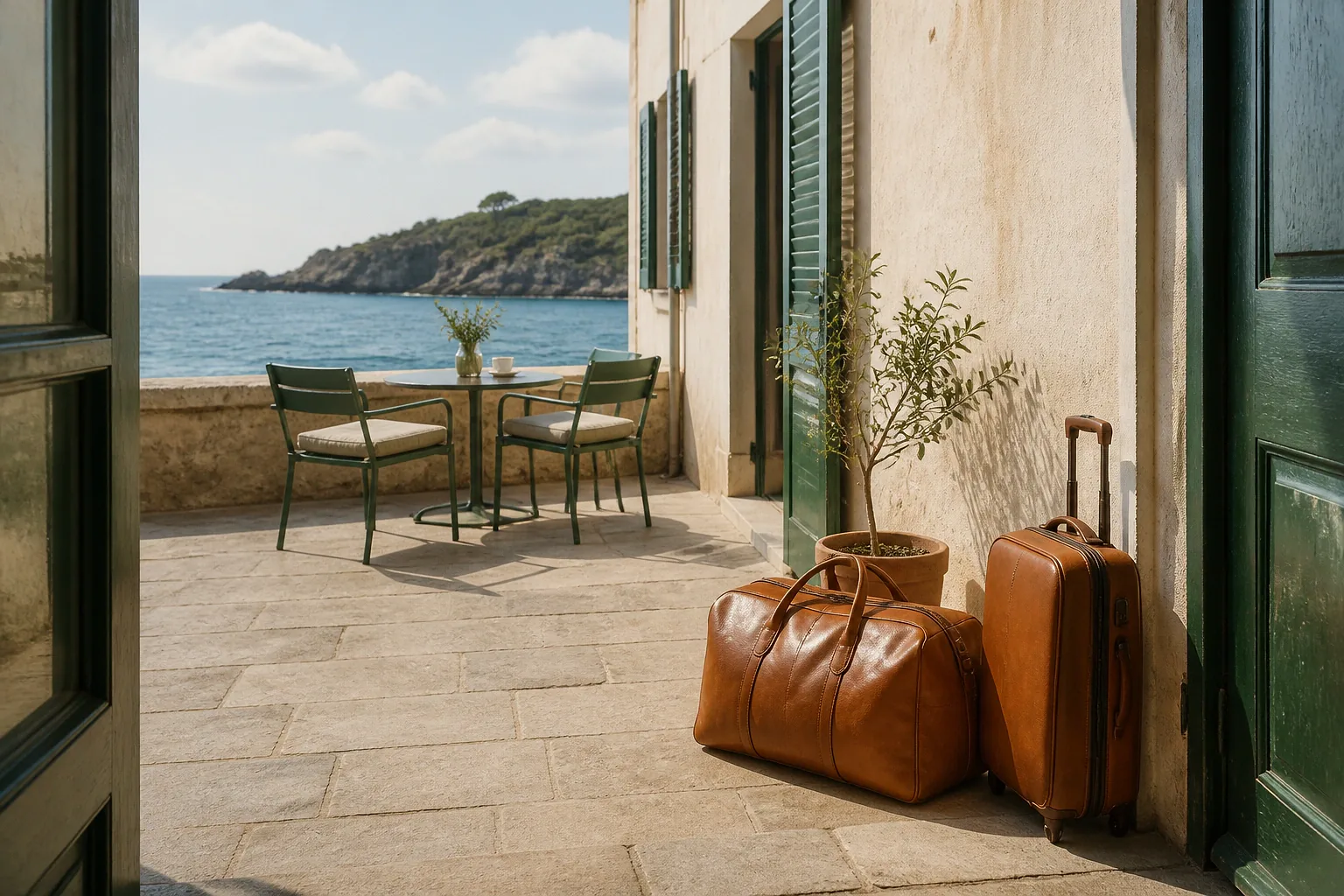 Bagages et hébergement pour un voyage de noces — illustration générée par IA