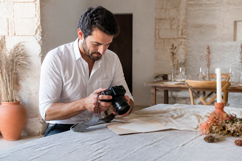 Appareil photo et accessoires de reportage de mariage — illustration générée par IA