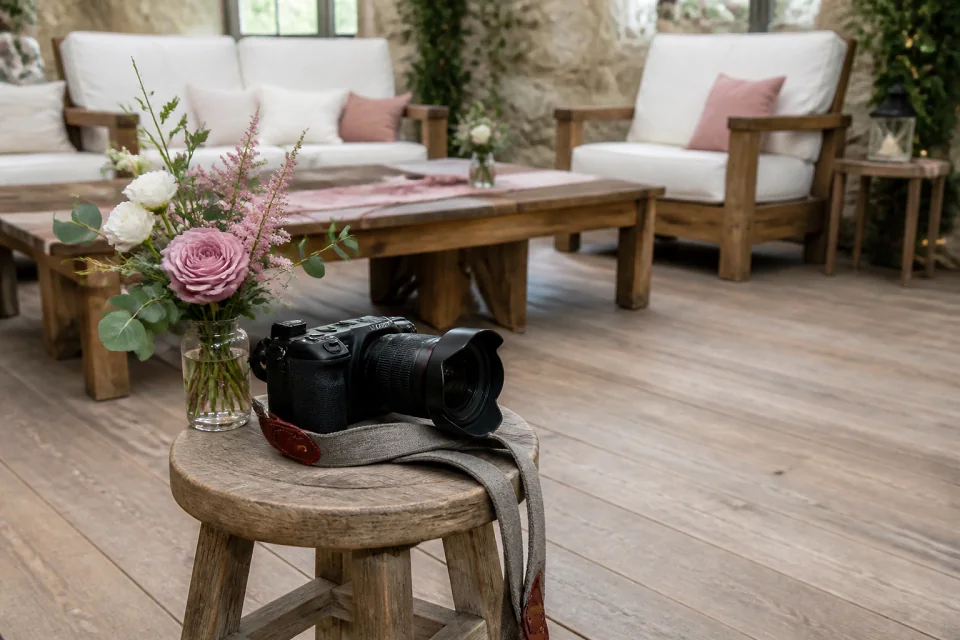 Appareil photo et accessoires de reportage de mariage — illustration générée par IA
