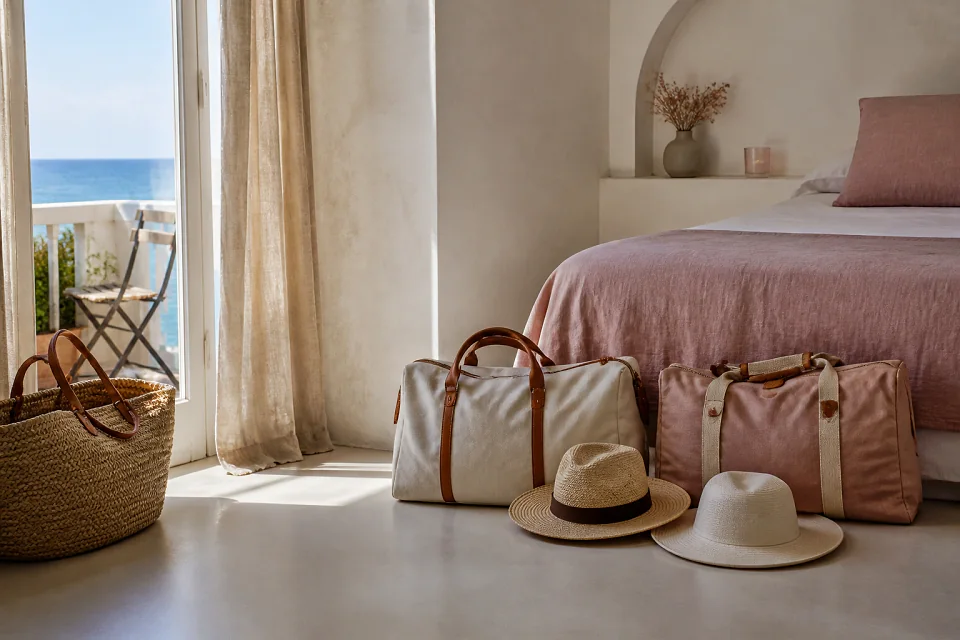 Bagages et hébergement pour un voyage de noces — illustration générée par IA