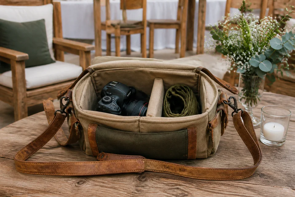 Appareil photo et accessoires de reportage de mariage — illustration générée par IA