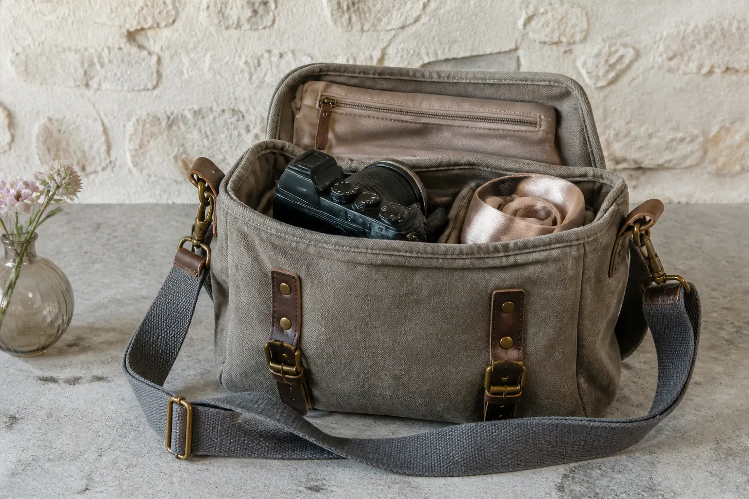 Appareil photo et accessoires de reportage de mariage — illustration générée par IA