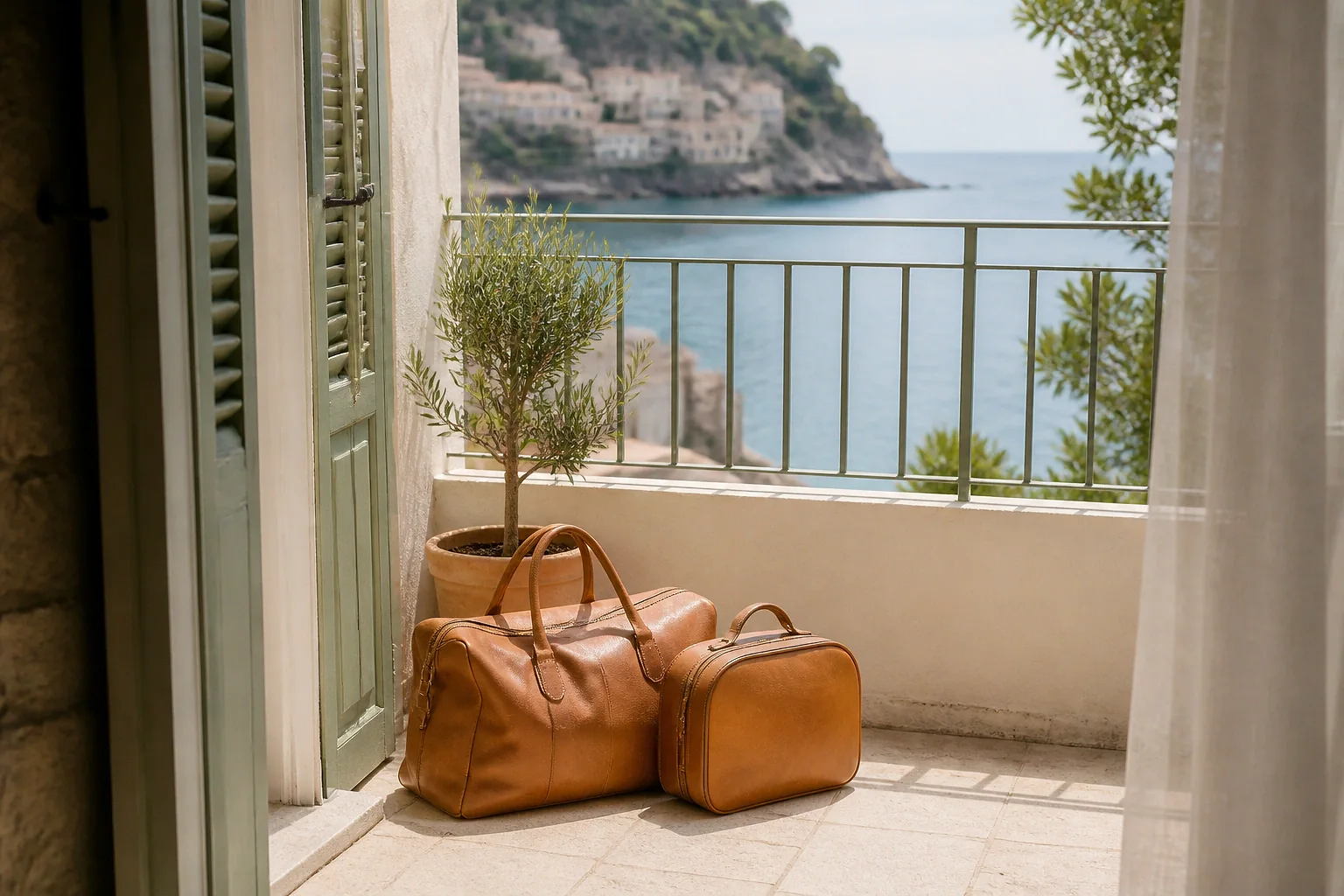 Bagages et hébergement pour un voyage de noces — illustration générée par IA