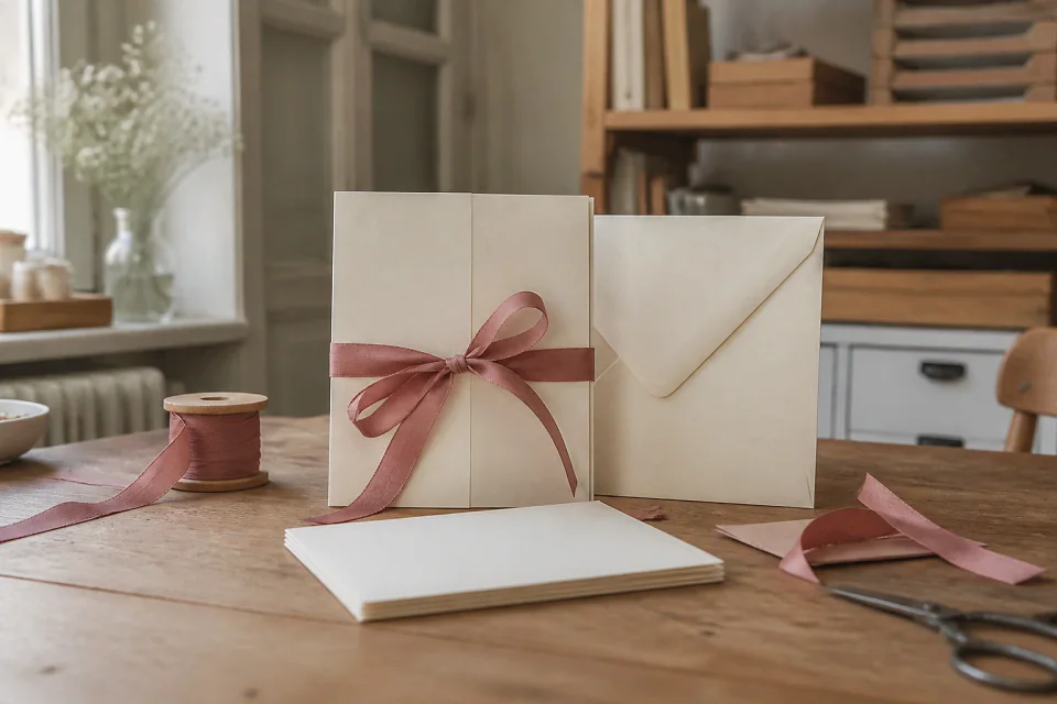 Papeterie et supports de faire-part de mariage — illustration générée par IA