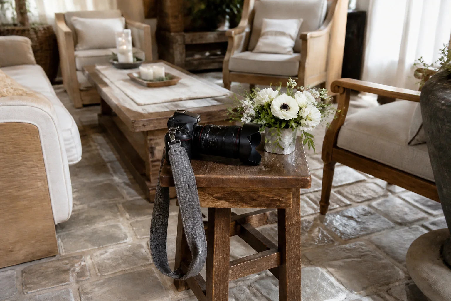 Appareil photo et accessoires de reportage de mariage — illustration générée par IA