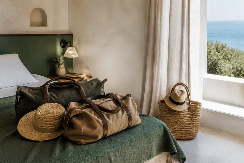 Bagages et hébergement pour un voyage de noces — illustration générée par IA