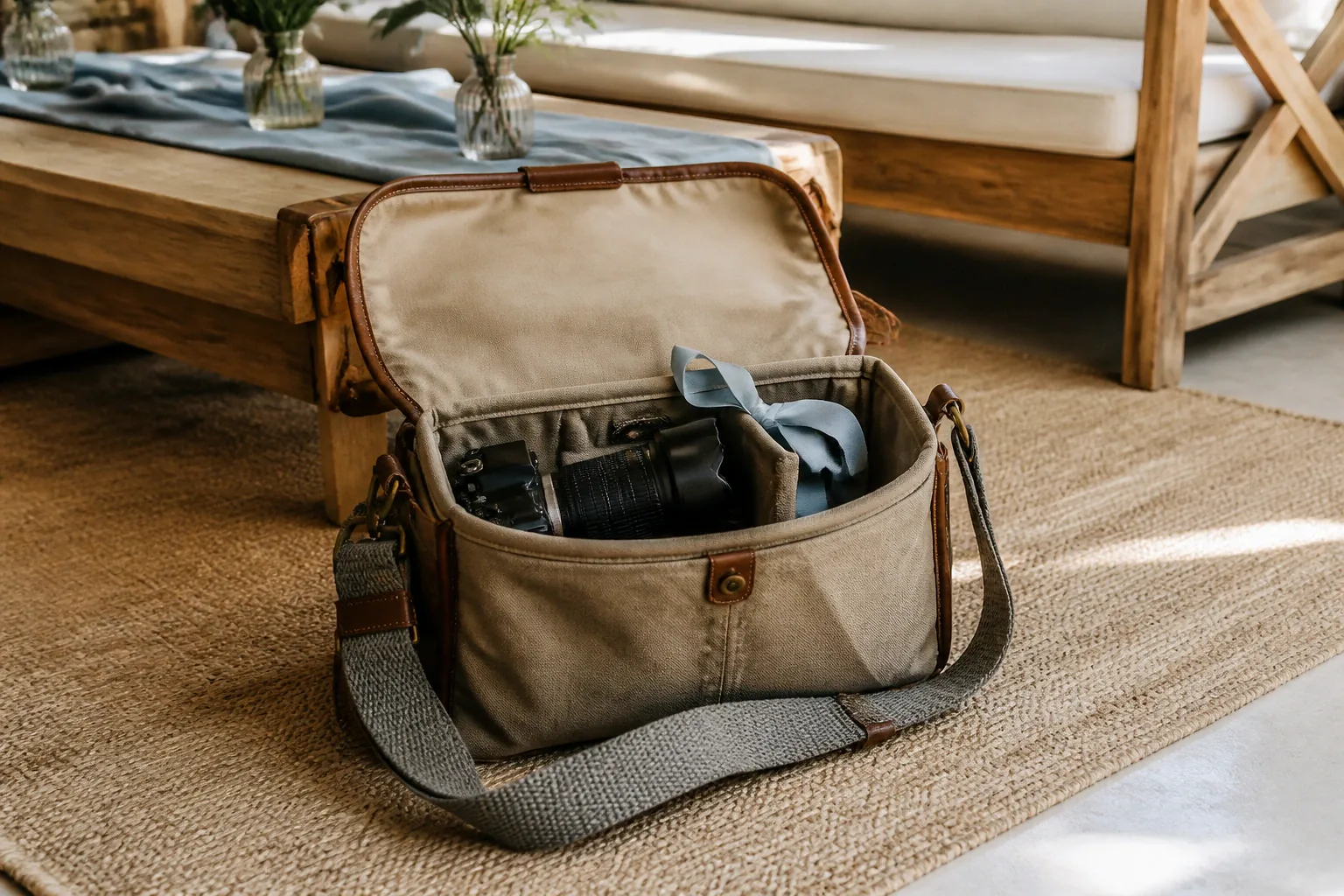 Appareil photo et accessoires de reportage de mariage — illustration générée par IA