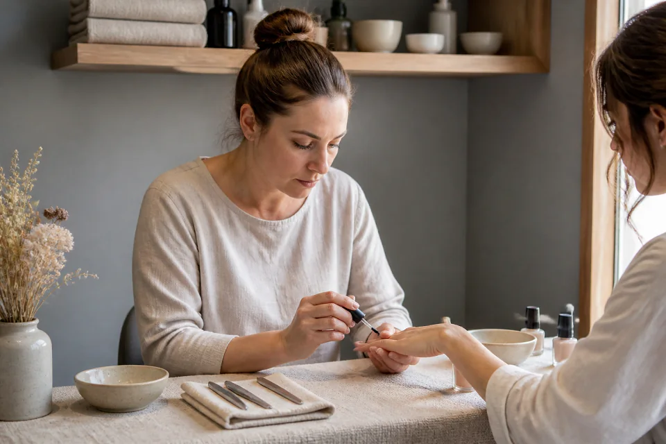 Préparation de soins esthétiques avant un mariage — illustration générée par IA