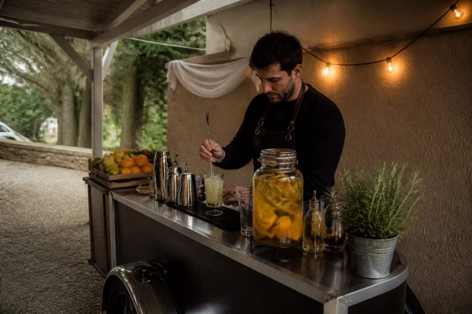 Service mobile de restauration pour une réception — illustration générée par IA