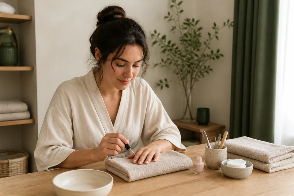 Préparation de soins esthétiques avant un mariage — illustration générée par IA