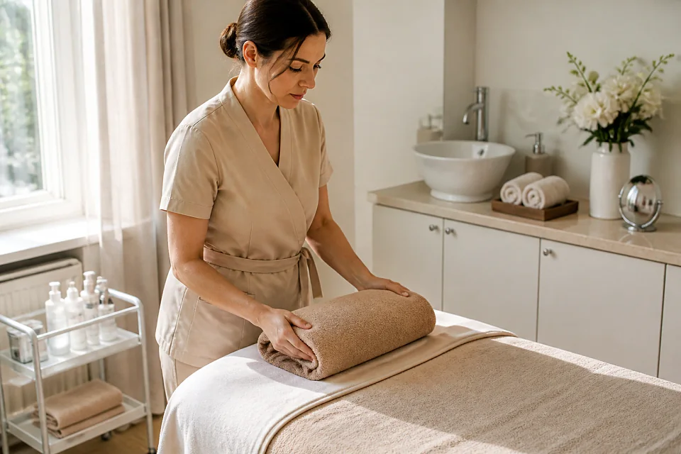 Préparation de soins esthétiques avant un mariage — illustration générée par IA