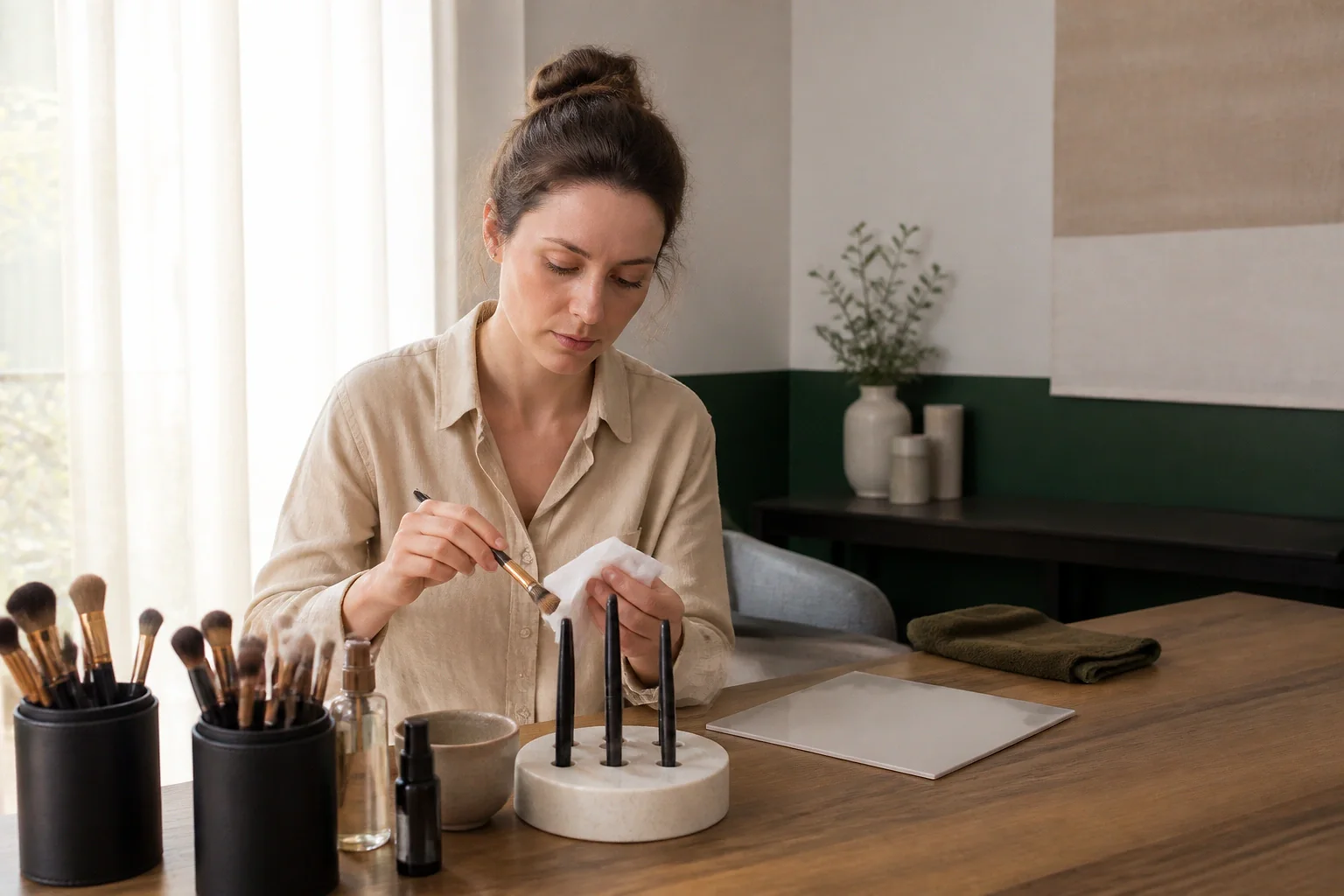 Préparation d’un maquillage de mariage — illustration générée par IA